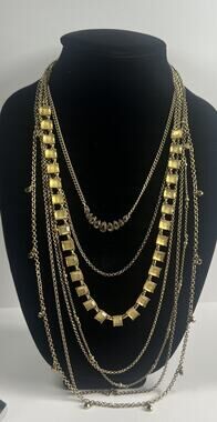 Lucky Brand 4 In 1 Convertible Bold Gold Tone Multi Style Statement Necklaces
